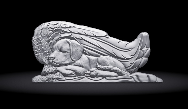 Sleeping Doggie Angel Bas Relief 3D Baskı Modeli .c4d .max .obj .3ds .fbx .stl .blend 