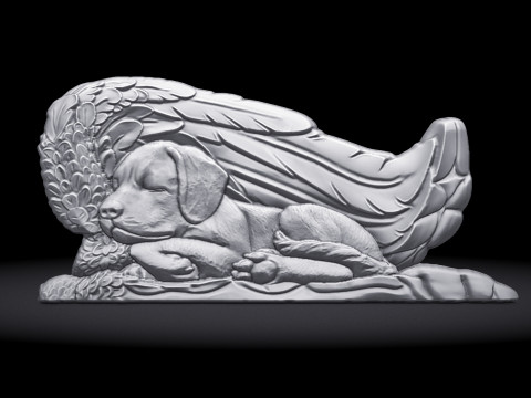 Sleeping Doggie Angel Bas Relief Modelo de Impressão 3D