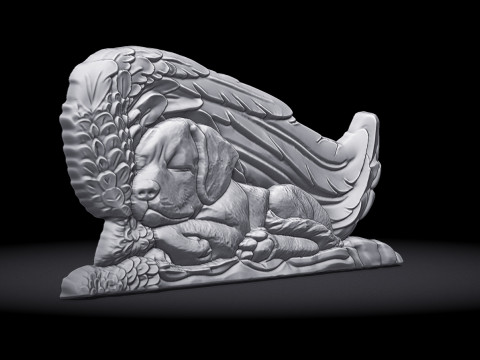 Sleeping Doggie Angel Bas Relief 3D Baskı Modeli