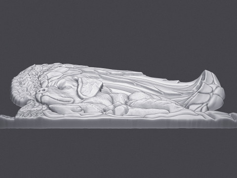 Sleeping Doggie Angel Bas Relief 3D Baskı Modeli