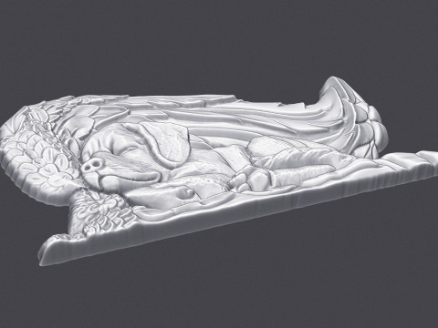 Sleeping Doggie Angel Bas Relief 3D Baskı Modeli