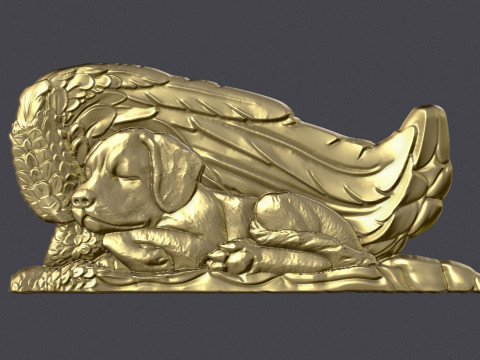 Sleeping Doggie Angel Bas Relief 3D Baskı Modeli