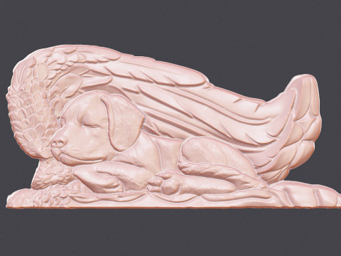 Sleeping Doggie Angel Bas Relief 3D Baskı Modeli