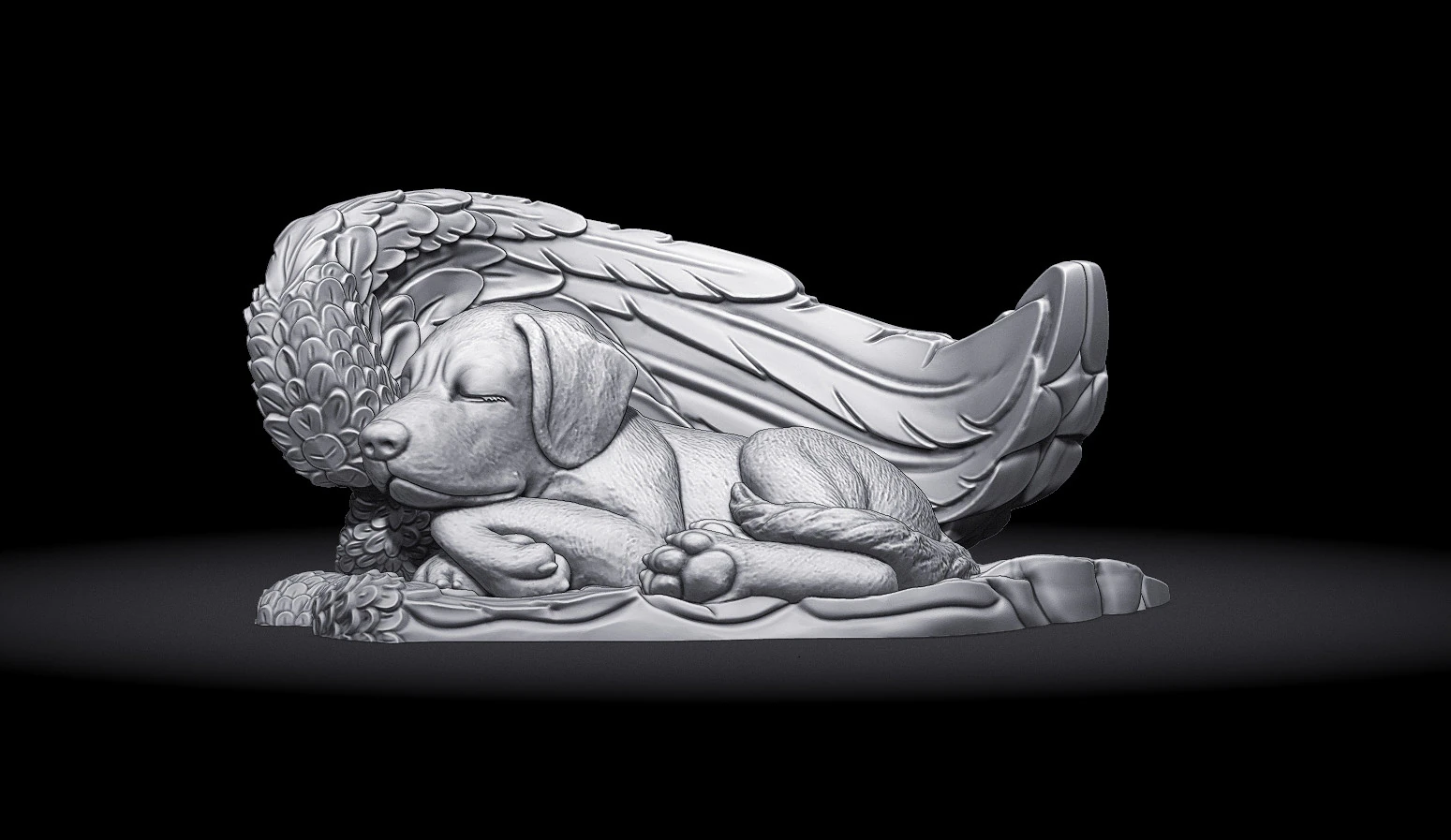 Sleeping Doggie Angel Statue 3D Print Model .c4d .max .obj .3ds .fbx .stl .blend 