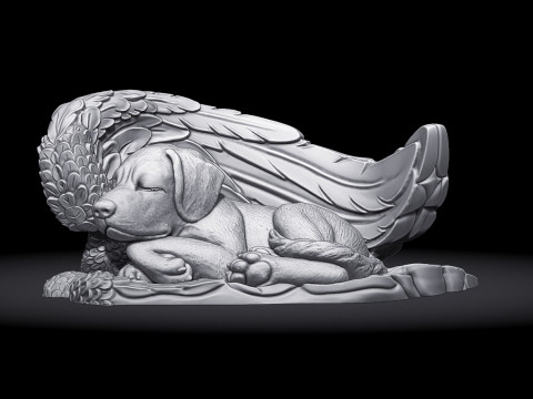 Sleeping Doggie Angel Statue 3D Принт Модель