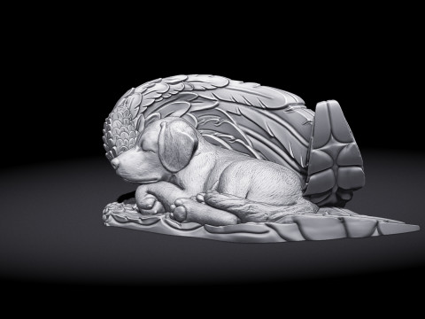 Sleeping Doggie Angel Statue Modelo de Impressão 3D