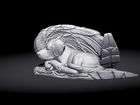 Sleeping Doggie Angel Statue 3D Print Model