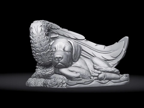 Sleeping Doggie Angel Statue 3D Print Model