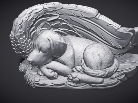 Sleeping Doggie Angel Statue Modelo de Impressão 3D