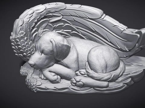 Sleeping Doggie Angel Statue 3D Print Model