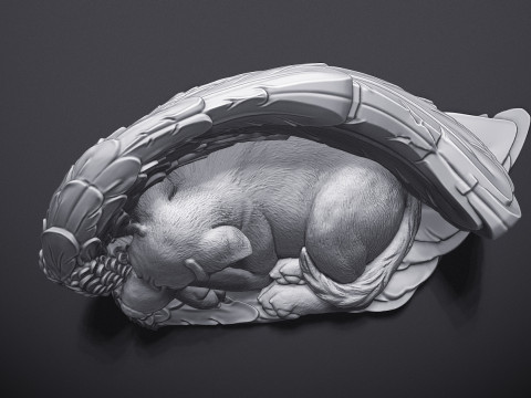 Sleeping Doggie Angel Statue Modelo de Impressão 3D