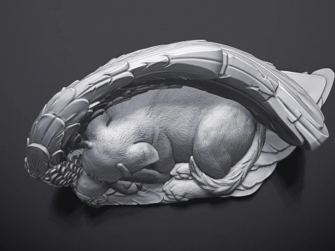 Sleeping Doggie Angel Statue 3D Print Model