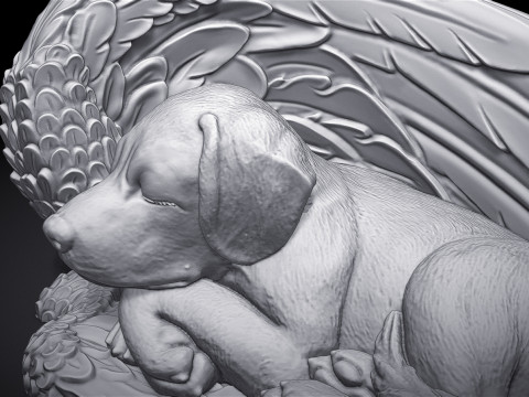 Sleeping Doggie Angel Statue Modelo de Impressão 3D