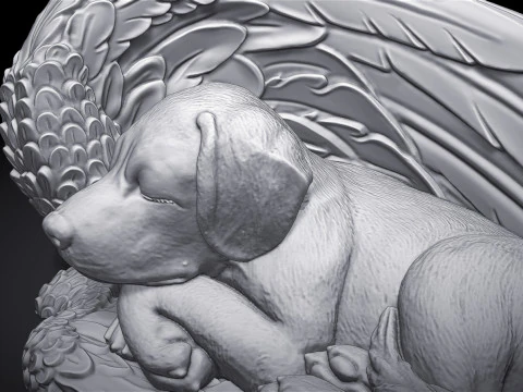 Sleeping Doggie Angel Statue 3D Print Model