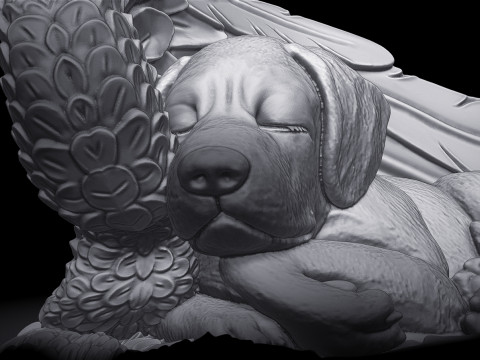 Sleeping Doggie Angel Statue Modelo de Impressão 3D
