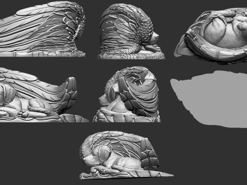 Sleeping Doggie Angel Statue Modelo de Impressão 3D