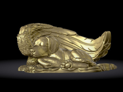 Sleeping Doggie Angel Statue Modelo de Impressão 3D