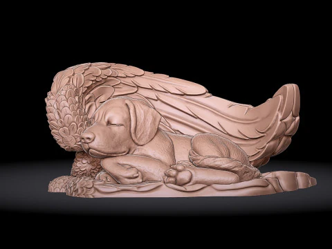 Sleeping Doggie Angel Statue 3D Print Model