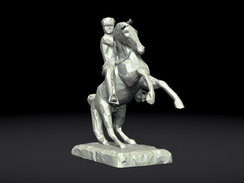 Gazi Mustafa Kemal Ataturk Triangulated Stylized 3D 3D Druckmodell