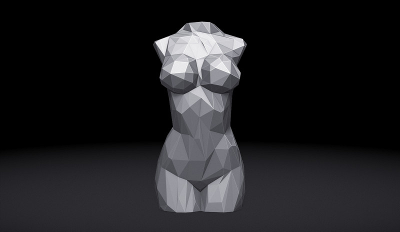 Female Torso Triangulated Stylized Model Cetak 3D .c4d .max .obj .3ds .fbx .stl .blend 