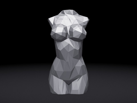 Female Torso Triangulated Stylized 3D Print Model