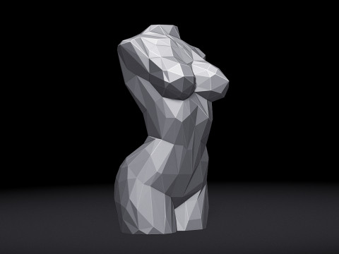 Female Torso Triangulated Stylized Model Cetak 3D