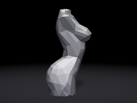 Female Torso Triangulated Stylized Model Cetak 3D