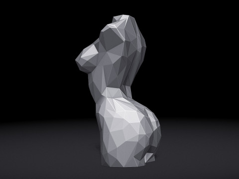 Female Torso Triangulated Stylized Model Cetak 3D