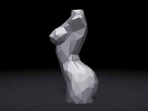 Female Torso Triangulated Stylized Model Cetak 3D