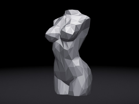 Female Torso Triangulated Stylized Model Cetak 3D