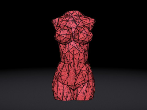 Female Torso Triangulated Stylized Model Cetak 3D