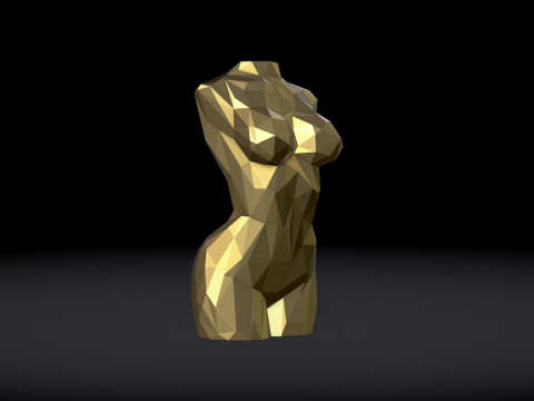 Female Torso Triangulated Stylized Model Cetak 3D