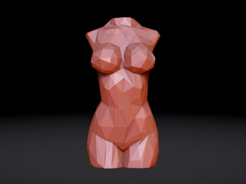 Female Torso Triangulated Stylized Model Cetak 3D