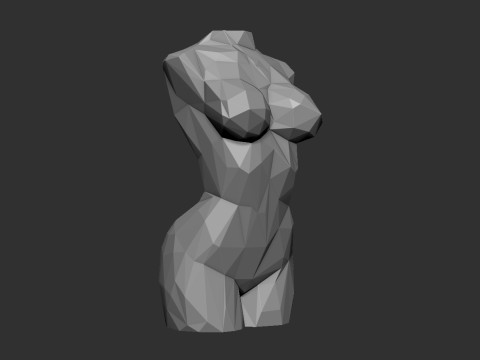 Female Torso Triangulated Stylized Model Cetak 3D