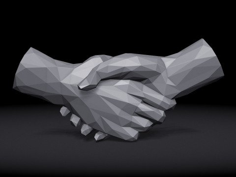 Shake hands Triangulated Stylized 3D Print Model