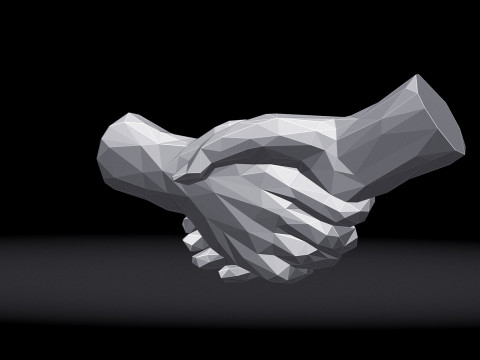 Shake hands Triangulated Stylized 3D Druckmodell