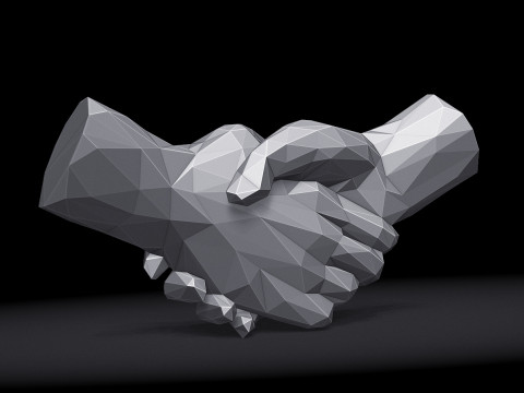 Shake hands Triangulated Stylized 3D Druckmodell