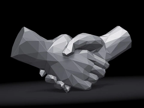 Shake hands Triangulated Stylized 3D Print Model