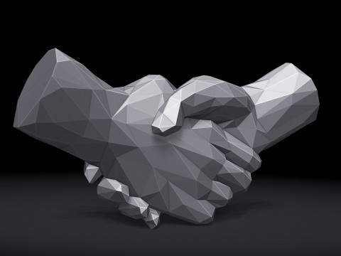 Shake hands Triangulated Stylized 3D Druckmodell