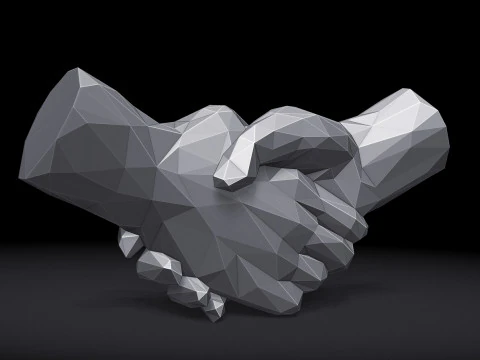 Shake hands Triangulated Stylized 3D Print Model