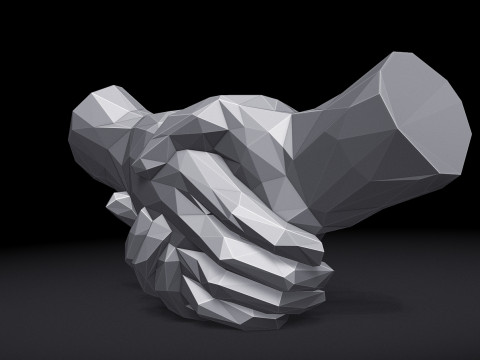 Shake hands Triangulated Stylized 3D Druckmodell