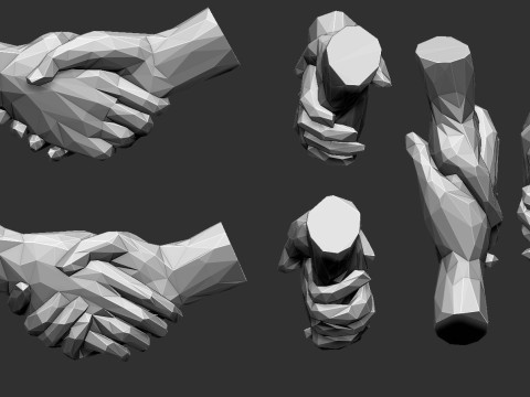 Shake hands Triangulated Stylized 3D Druckmodell