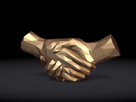 Shake hands Triangulated Stylized 3D Print Model