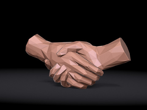 Shake hands Triangulated Stylized 3D Druckmodell
