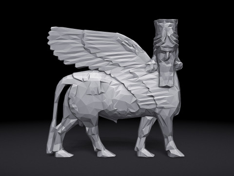 Assyrian Human headed winged bull Triangulated Stylized Modelo de Impressão 3D