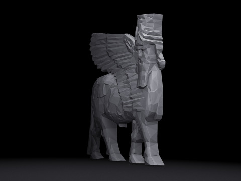 Assyrian Human headed winged bull Triangulated Stylized 3D Druckmodell