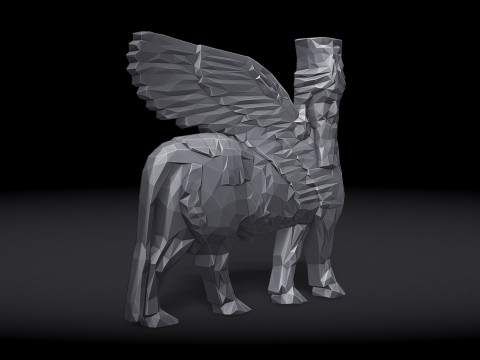 Assyrian Human headed winged bull Triangulated Stylized 3D Druckmodell
