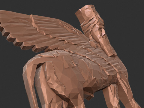 Assyrian Human headed winged bull Triangulated Stylized 3D Druckmodell