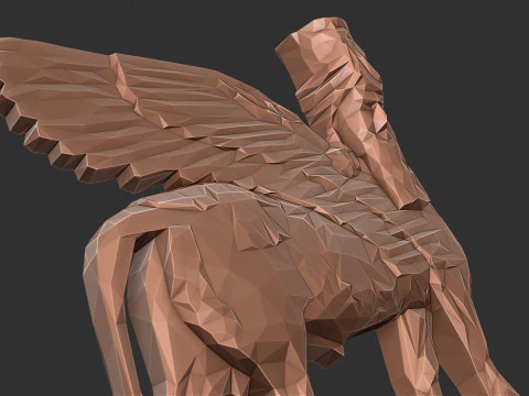 Assyrian Human headed winged bull Triangulated Stylized 3D Print Model