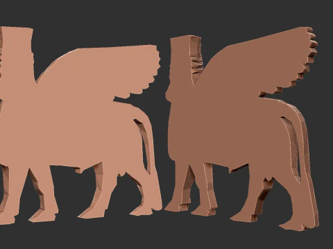 Assyrian Human headed winged bull Triangulated Stylized 3D Print Model